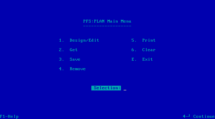 PFS Plan A00 - Menu